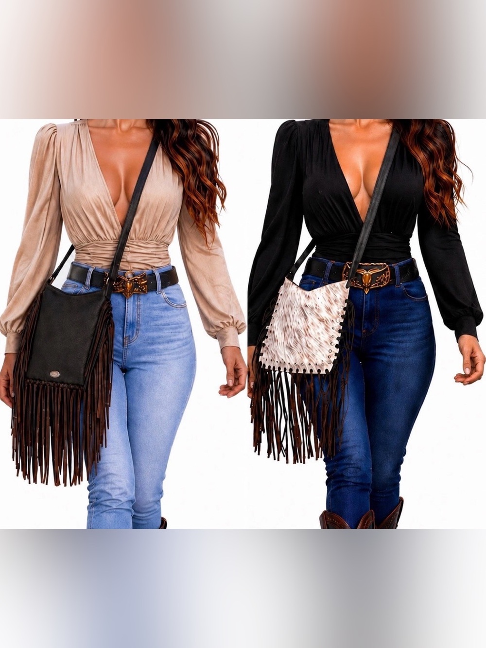 🤠American West Ringed Cowgirl Classic Crossbody - Genuine Leather & Hair-On CFB🔥 - Picture 7 of 7